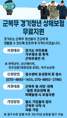 군복무 경기청년 상해보험 무료지원