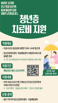 청년층 자살시도자 치료비 지원