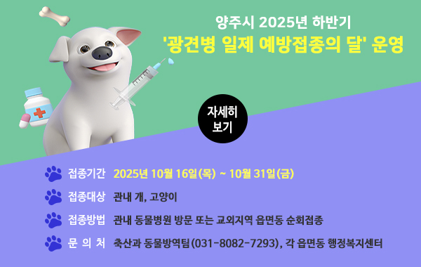 2025년 하반기 광견병 일제 예방접종의 달 운영